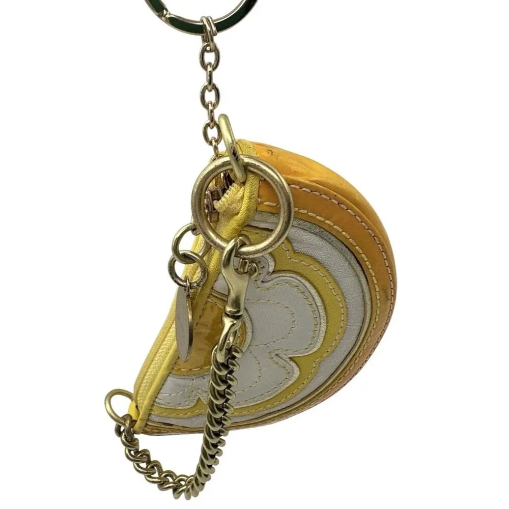 Coach Signature Orange Slice Mini Bag Coin Pouch Keychain Wristlet Discontinued